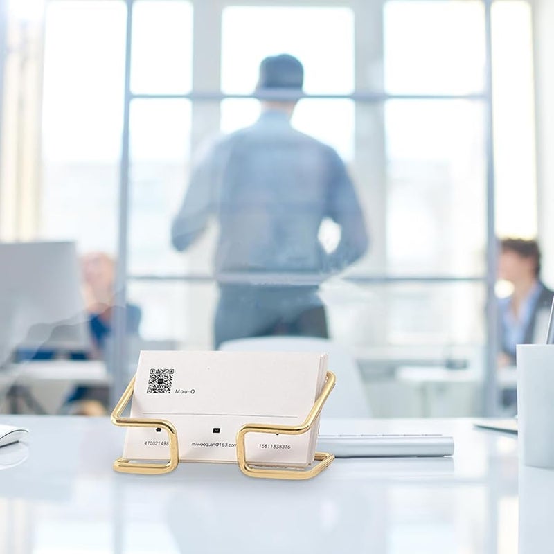 Gold Plated Metal Business Card Holder Stand Desk Organizer Display - Image 3